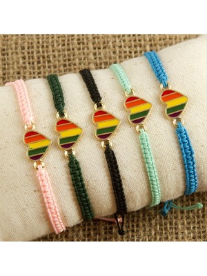 Linarx Kalp Makrome Örgülü Bileklik