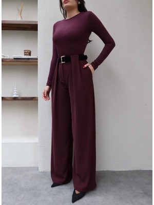 Esra Helvacı Köprü Detaylı Kemerli Palazzo Pantolon