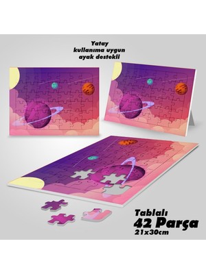 Asilmeydan Asil Hobi Gezegenler - Güneş - Gökyüzü - Çocuklar İçin Eğitici Yapboz- Ayak Destekli 42 Parça Puzzle