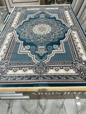 Semerkant Etnik Desen Halı Mavi Halı Argın Halı