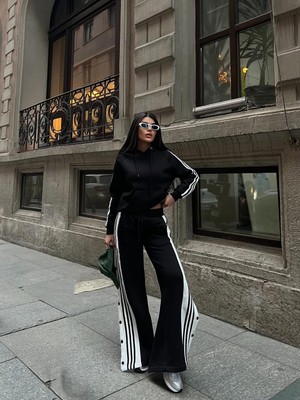 Cemo Şeritli Çıtçıtlı Paça Eşofman Takımı - Sportif Ikili Takım