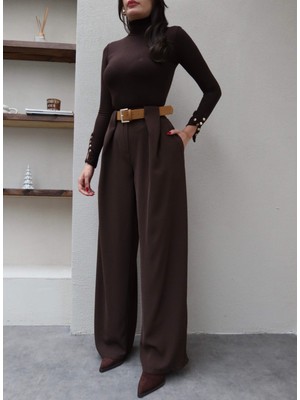 Esra Helvacı Köprü Detaylı Kemerli Palazzo Pantolon