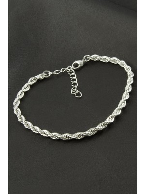 Linarx Kalın Burgulu Zincirli Çelik Bileklik