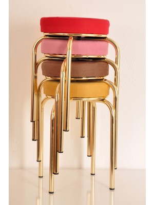 Berawond 4 Lü Renkli Tay-2 Tüyü Altın Ahtapot Tabure Mutfak Taburesi Demir Tabure