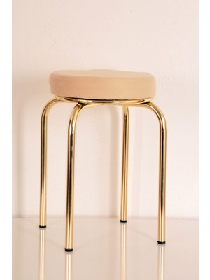 Berawond 4 Adet Krem Tay Tüyü Altın Profil Tabure Metal Tabure Mutfak Taburesi Kalın Tabure