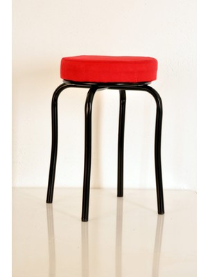 Berawond 8 Adet Kırmızı Tay Tüyü Siyah Profil Tabure Metal Tabure Mutfak Taburesi Kalın Tabure