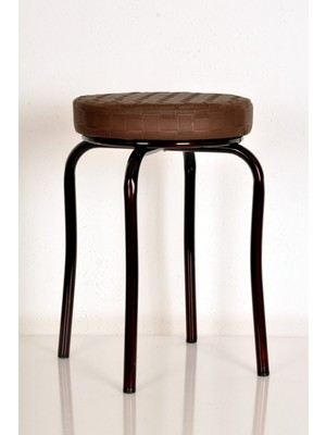 Berawond Tekli Kahverengi Deri Bordo Profil Ahtapot Tabure Metal Tabure Mutfak Taburesi