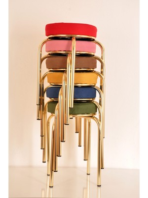 Berawond 6 Adet Renkli Tay Tüyü Altın Ahtapot Tabure Mutfak Taburesi Demir Tabure