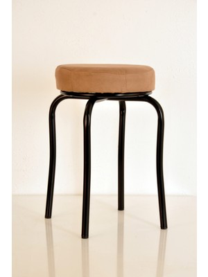 Berawond 3 Adet Kahverengi Tay Tüyü Siyah Profil Tabure Metal Tabure Mutfak Taburesi Kalın Tabure