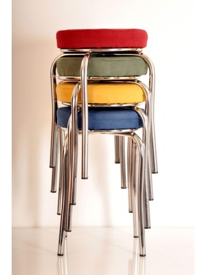 Berawond 4 Adet Renkli Tay Tüyü Ahtapot Tabure Mutfak Taburesi Demir Tabure(Montajlı Gönderim)