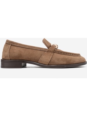 Dericlub Kadın Tokalı Loafer Gerçek Süet Deri Rg 7502 Yağ  Yeşili