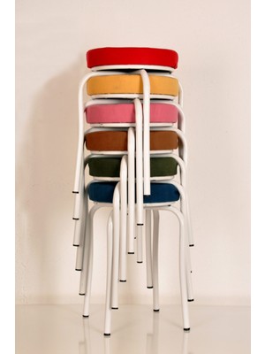 Berawond 6 Adet Tay Tüyü Renkli Beyaz Profil Tabure Ahtapot Tabure Mutfak Taburesi Demir Tabure