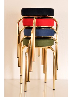 Berawond 4 Lü Renkli Tay-5 Tüyü Altın Ahtapot Tabure Mutfak Taburesi Demir Tabure