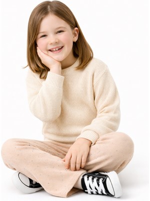 Mini Kanka Kız Çocuk Taşlı Ispanyol Paça Tayt Esnek Rahat Günlük Pantolonn