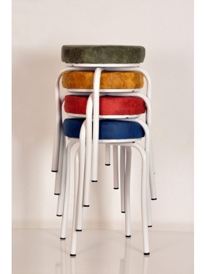 Berawond 4 Adet Luma Renkli Beyaz Profil Tabure Ahtapot Tabure Mutfak Taburesi Demir Tabure