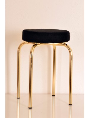 Berawond 4 Adet Siyah Tay Tüyü Altın Profil Tabure Metal Tabure Mutfak Taburesi Kalın Tabure