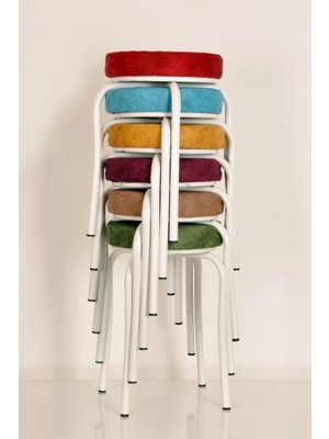 Berawond 6 Adet Silinebilir Kumaş Renkli Beyaz Profil Tabure Ahtapot Tabure Mutfak Taburesi Demir Tabure