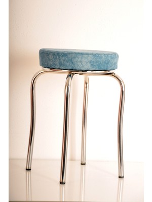 Berawond 4 Adet Mavi Silinebilir Kumaş Profil Tabure Metal Tabure Mutfak Taburesi Kalın Tabure