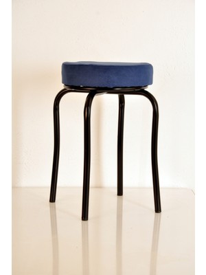 Berawond 6 Adet Lacivert Tay Tüyü Siyah Profil Tabure Metal Tabure Mutfak Taburesi Kalın Tabure