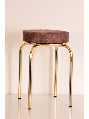 Berawond Tekli Kahverengi Ninova Altın Ahtapot Tabure Mutfak Taburesi Demir Tabure