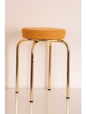 Berawond 6 Adet Sarı Tay Tüyü Altın Profil Tabure Metal Tabure Mutfak Taburesi Kalın Tabure