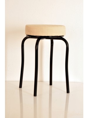 Berawond 6 Lı Beyaz Siyah Profil Tabure Metal Tabure Kalın Tabure Mutfak Taburesi