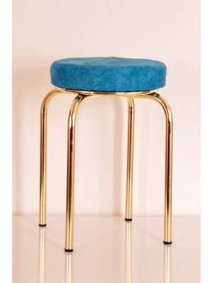 Berawond 4 Lü Mavi Ninova Altın Ahtapot Tabure Mutfak Taburesi Demir Tabure