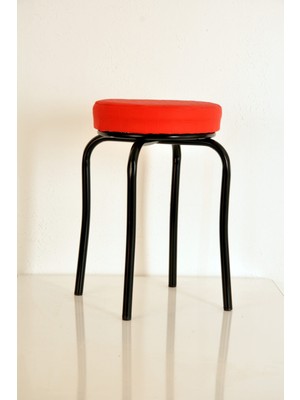 Berawond 2 Li Kırmızı Siyah Profil Tabure Metal Tabure Kalın Tabure Mutfak Taburesi