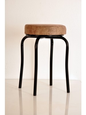 Berawond 3 Adet Kahverengi Silinebilir Kumaş Siyah Profil Tabure Metal Tabure Mutfak Taburesi Kalın Tabure