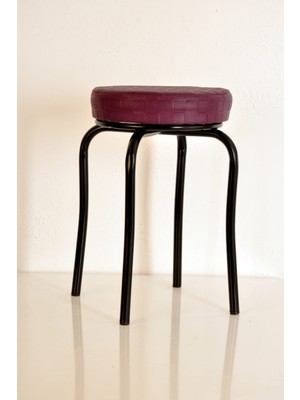 Berawond 6 Lı Mor Siyah Profil Tabure Metal Tabure Kalın Tabure Mutfak Taburesi