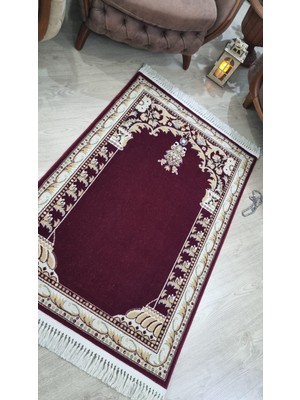 GÜLCEM HOME Safir Yün Tüşeli Akrilik Dokuma Kalın Halı Seccade Namazlık 80X120