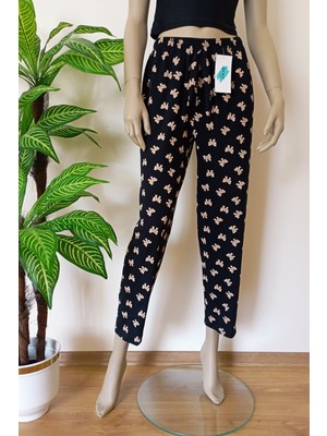 Vip Bera Tekstil Kadın Fiyonk Baskılı Yumuşacık Likralı Esnek Pijama Altı