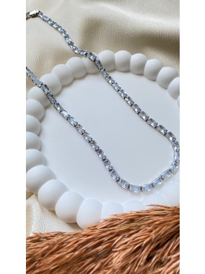 Stainless Steel Taşlı Su Yolu Çelik Kolye