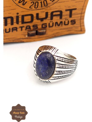 Midyat Nurtaş Gümüş Lapis Lazuli Taşlı Başak Model 925 Ayar Gümüş Erkek Yüzük 201024895