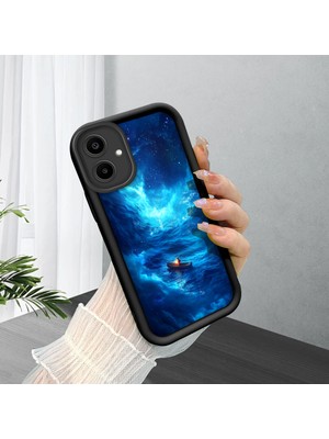 HONTINGA Samsung Galaxy A06 ile Uyumlu Kılıfı Düşüme Önleyici Basitlik Anti Düşme Kamera Korumali Denizdeki Küçük Tekne Desen Yumuşak Silikon Telefon Kılıfı Kadın ve Erkek Için Uygundur K2-0256