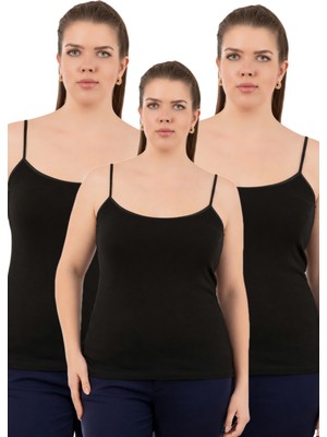 Özkan Underwear Özkan 25923 3'lü Paket Kadın Viskon Ip Askılı Biyeli Yumuşak Ince Askılı Büyük Geniş Beden Atlet