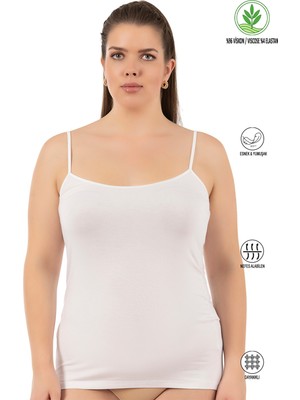 Özkan Underwear Özkan 25923 3'lü Paket Kadın Viskon Ip Askılı Biyeli Yumuşak Ince Askılı Büyük Geniş Beden Atlet