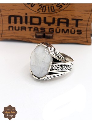 Midyat Nurtaş Gümüş Havlit Taşlı Örgü Motifli 925 Ayar Gümüş Erkek Yüzük 201024934