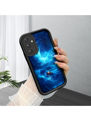 HONTINGA Samsung Galaxy M34 ile Uyumlu Kılıfı Düşüme Önleyici Basitlik Anti Düşme Kamera Korumali Denizdeki Küçük Tekne Desen Yumuşak Silikon Telefon Kılıfı Kadın ve Erkek Için Uygundur K2-0256