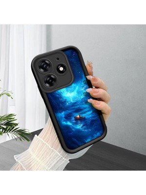 HONTINGA Tecno Spark 10 Pro 4g ile Uyumlu Kılıfı Düşüme Önleyici Basitlik Anti Düşme Kamera Korumali Denizdeki Küçük Tekne Desen Yumuşak Silikon Telefon Kılıfı Kadın ve Erkek Için Uygundur K2-0256