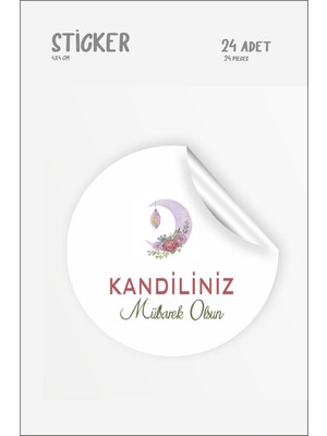 Hsn Kandiliniz Mübarek Olsun Etiket 4 cm 24 Adet