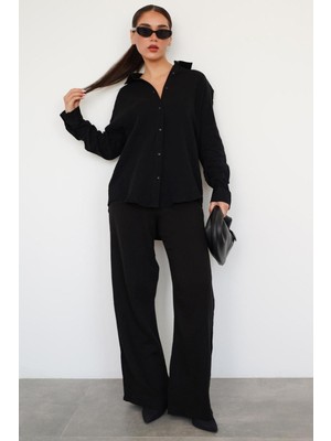 Madmext Siyah Basic Kadın Gömlek Pantolon Takım MG2461