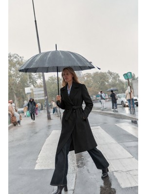 Kruvaze Yaka Kaşe Kaban