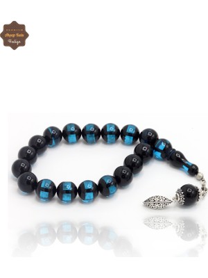 Midyat Nurtaş Gümüş Parlament Mavisi  Küre Kesim Gümüş Püsküllü Efe Maskot Ateş Kehribar Tesbih 201024941