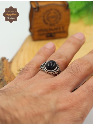 Midyat Nurtaş Gümüş Oniks Taşlı Süngü Model 925 Ayar Gümüş Erkek Yüzük 201024893