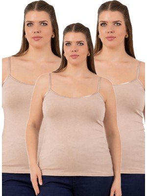 Özkan Underwear Özkan 25923 3'lü Paket Kadın Viskon Ip Askılı Biyeli Yumuşak Ince Askılı Büyük Geniş Beden Atlet