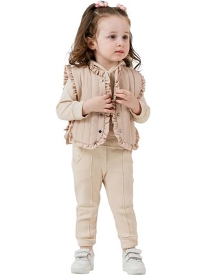 Gültekin Bebe Hippıl Çiçekli Yelekli 3 Lü Takım 6-18 AYLIK-5230508 - Bej
