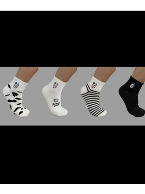 Bemp 4’lü Sevimli Inek Desenli Unisex 36-40 Numara Kolej Çorabı