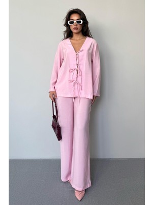 Madmext Pembe Önü Bağlamalı Alt Üst Takım MG2473