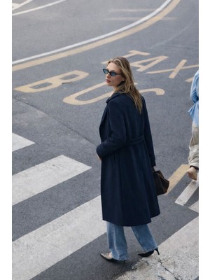 Kruvaze Yaka Kaşe Kaban